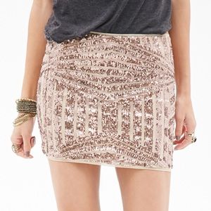 sequin rose gold mini skirt